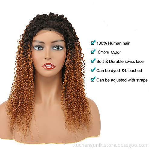 Uniky 1B/30 Lace Front Wig Human Hair Ombre Lace Front Wigs Human Hair Pre Plucked Afo Kinky Curly Lace Closure